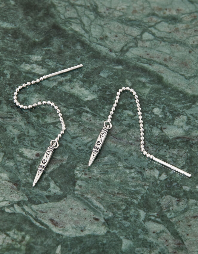 Sterling Silver Shard Drop Threader Earrings, , large