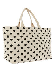Woven Polka-Dot Tote Bag, , large