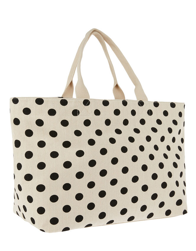 Woven Polka-Dot Tote Bag, , large