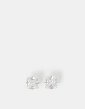 Sterling Silver Square Crystal Stud Earrings, , large