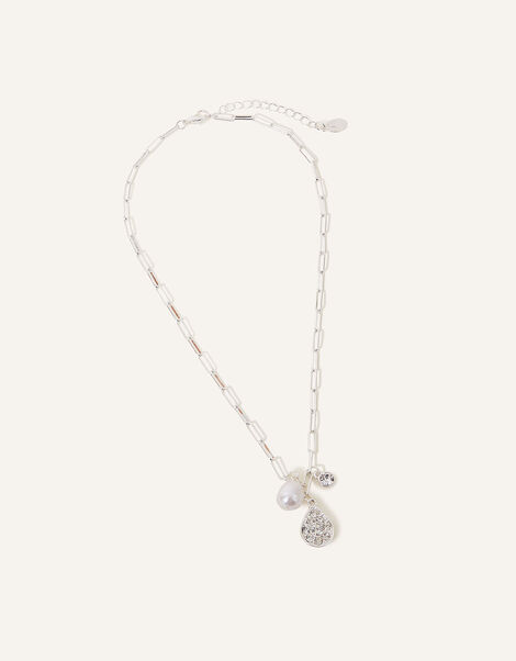 Pearl and Filigree Drop Pendant Necklace, , large