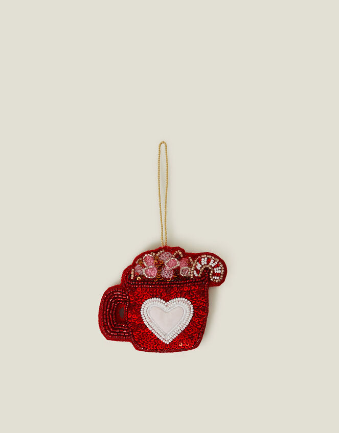 Embroidered Hot Chocolate Christmas Tree Decoration, , large
