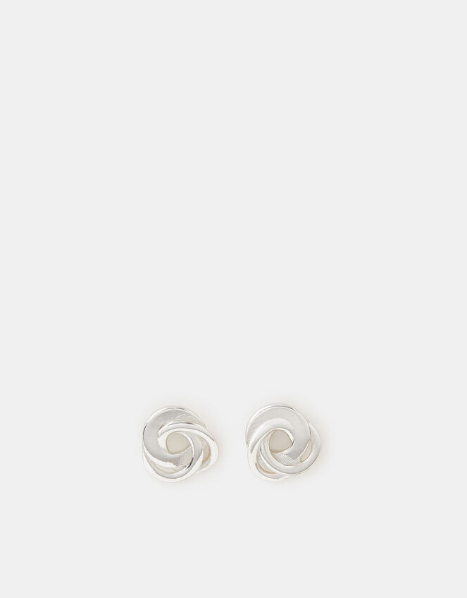 Sterling Silver Flat Knot Stud Earrings, , large