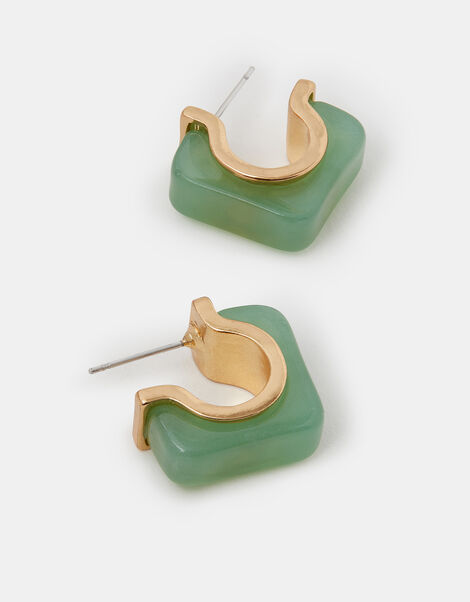 Chunky Square Resin Hoop Earrings, , large