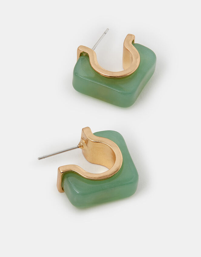 Chunky Square Resin Hoop Earrings, , large