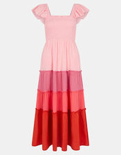 Colourblock Tiered Maxi Dress, Pink (PINK), large