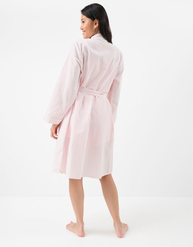 Stripe Embroidered Dressing Gown, Pink (PINK), large