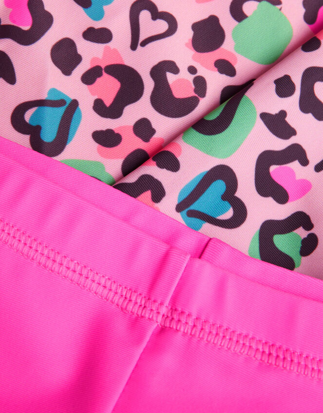 Girls Leopard Print Rash Vest Swim Set, Multi (BRIGHTS MULTI), large