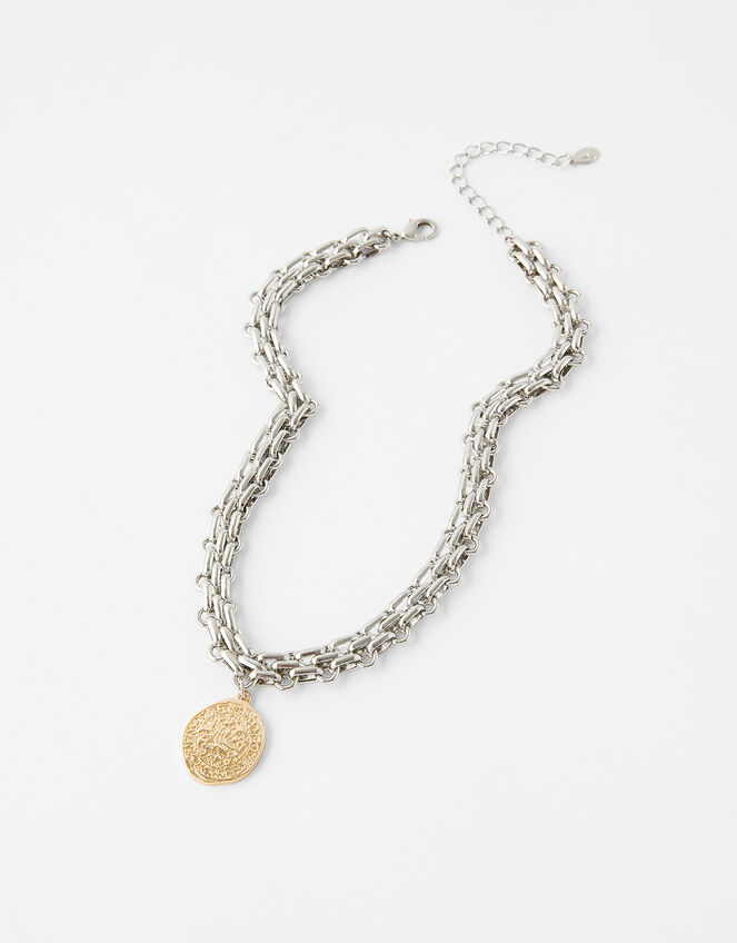 Mixed Metal Chain and Coin Necklace, , large