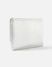 Foldover Clutch Bag, Silver (SILVER), large