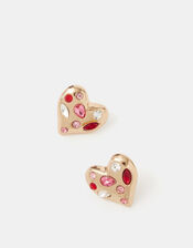 Gemstone Heart Stud Earrings, , large