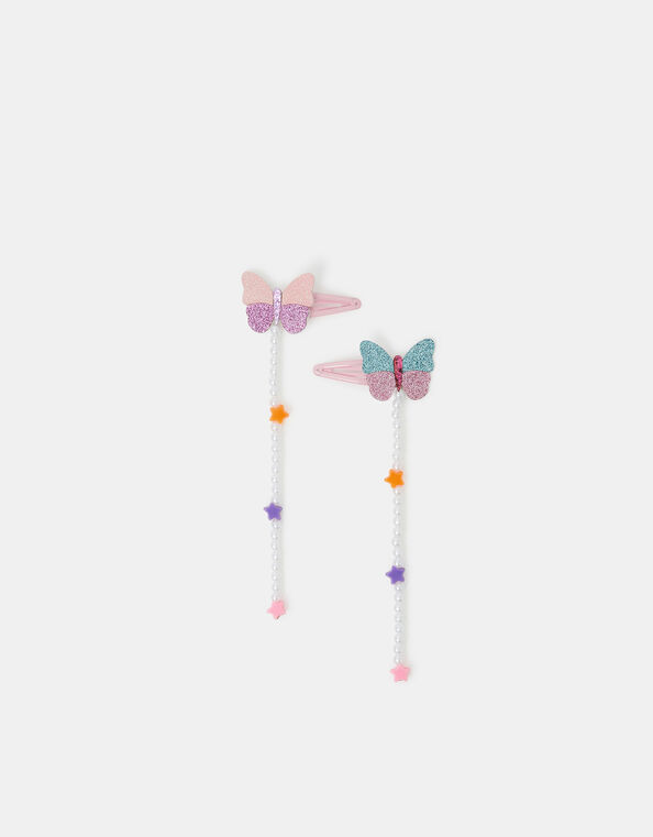 2-Pack Girls Butterfly Dangly Hair Clips, , large