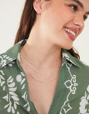Layered Station Bead Necklace, Silver (SILVER), large