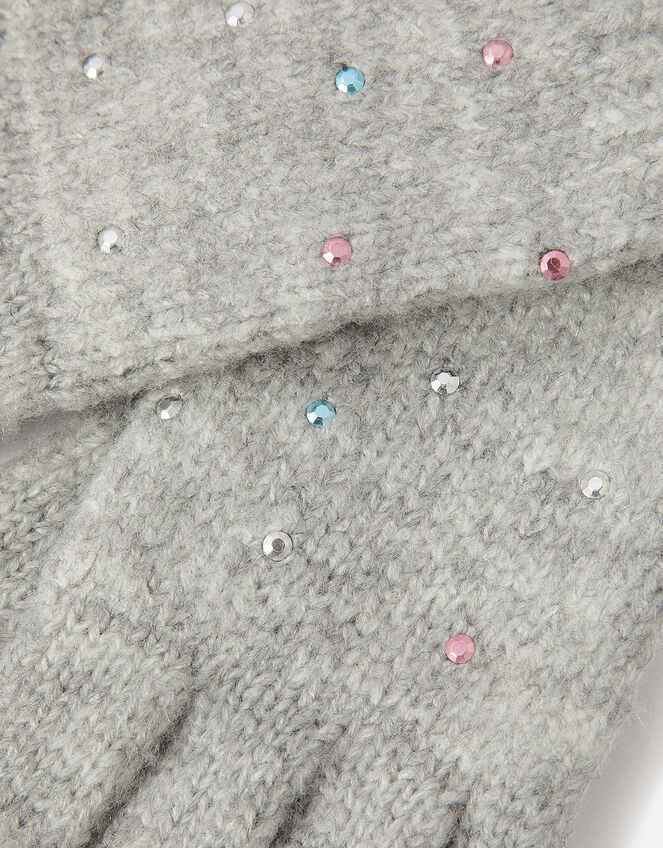 Gem Sparkle Gloves, Grey (GREY), large