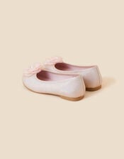Girls Pearl Flower Ballerina Flats , Pink (PINK), large