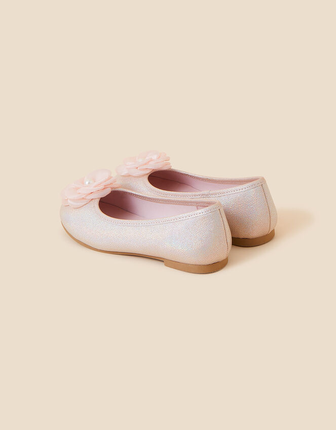 Girls Pearl Flower Ballerina Flats , Pink (PINK), large