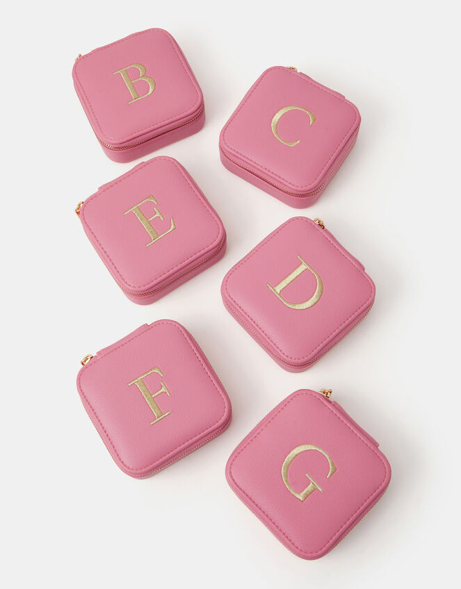 Mini Square Initial Jewellery Box, Pink (PINK), large