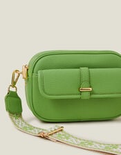 Webbing Strap Crossbody Bag, Green (GREEN), large