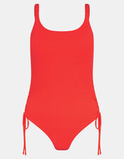 Rib Tie-Side Swimsuit, Orange (CORAL), large