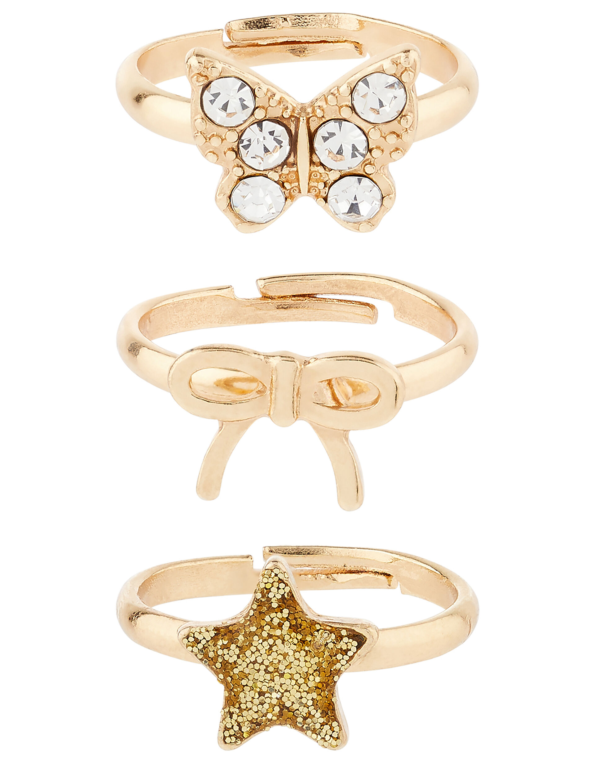 Butterfly, Star and Bow Ring Set, , large