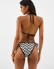 Mono Crochet Tie Side Bikini Bottoms, Black (BLACK WHITE), large