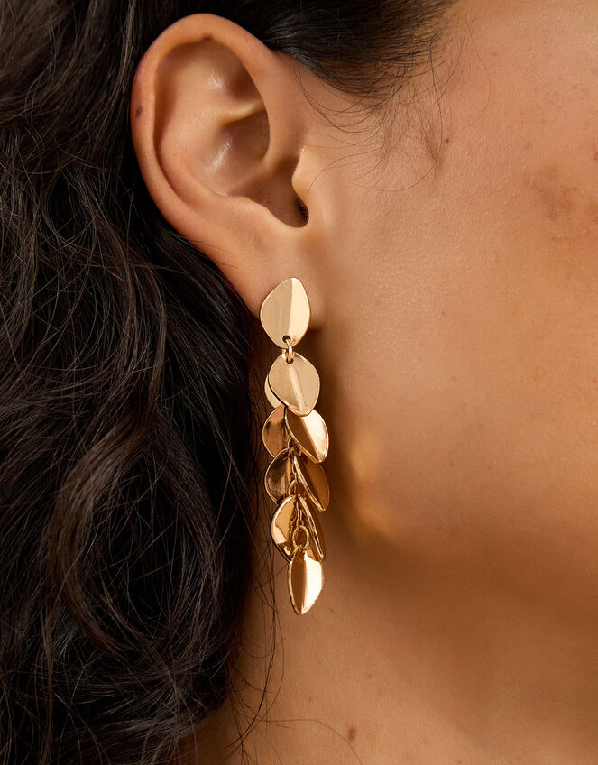 Leaf Drop Earrings, Gold (GOLD), large