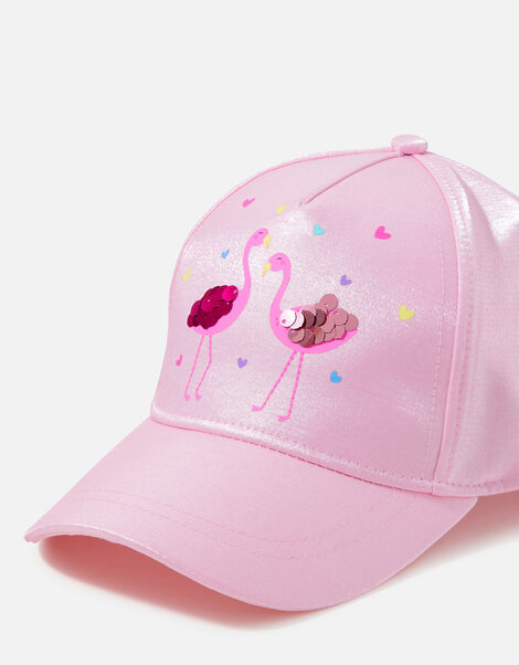 Girls Flamingo Sequin Baseball Hat  Pink, Pink (PALE PINK), large