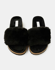 Fluffy Slider with Cork Base, Black (BLACK), large