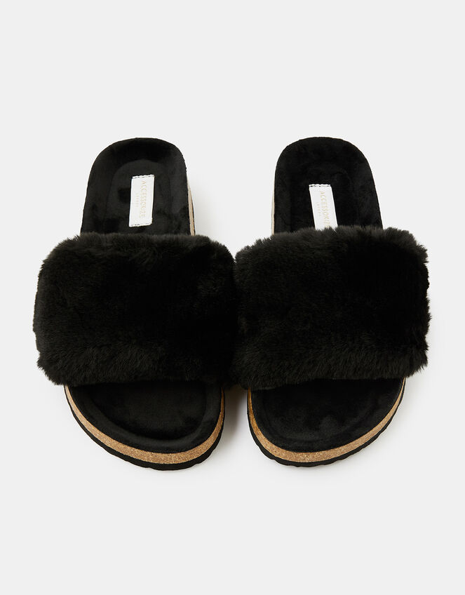 Fluffy Slider with Cork Base, Black (BLACK), large