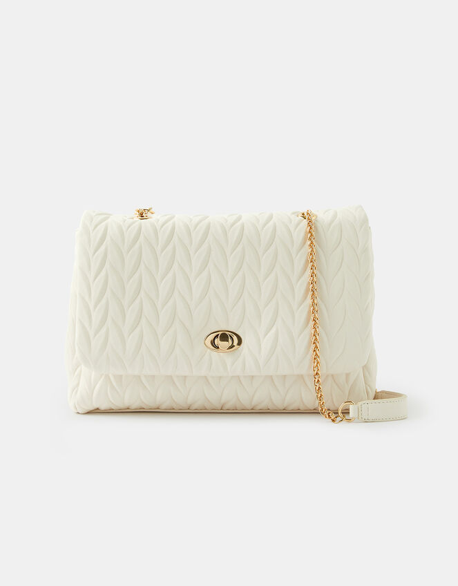 Penny Pleated Large Shoulder Bag, Cream (CREAM), large