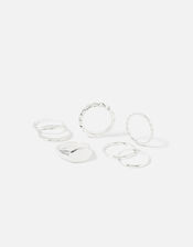 Signet Rings 7 Pack in Recycled Metal, Silver (SILVER), large
