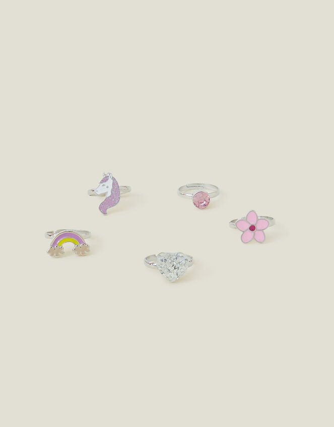 Girls Unicorn Rings 5 Pack, , large
