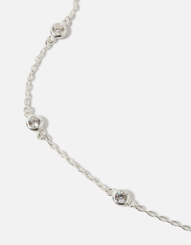 Sterling Silver Sparkle Station Bracelet, , large