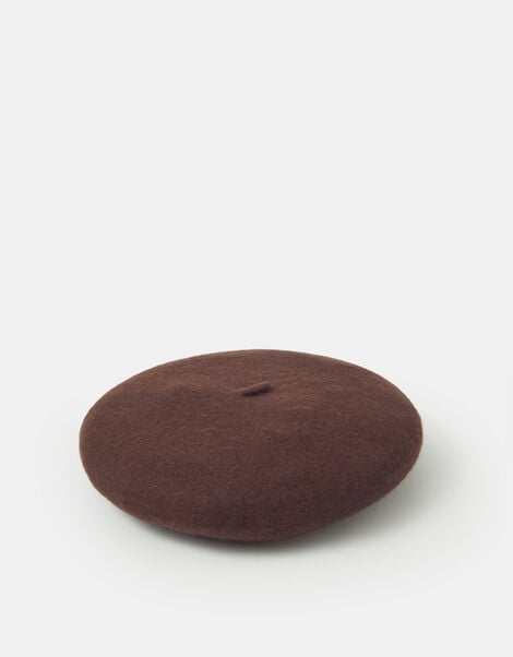 Wool Beret, Brown (CHOCOLATE), large