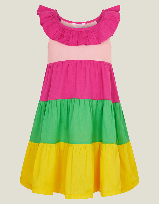 Colour Block Tiered Dress, BRIGHTS MULTI, large