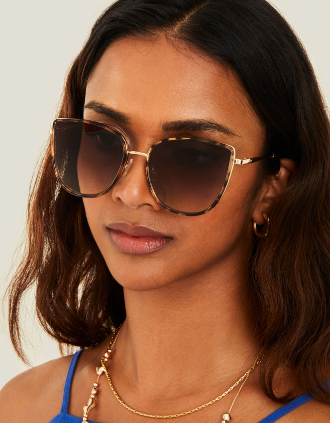 Metal Frame Cateye Sunglasses, , large