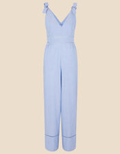 Tie Shoulder Plunge Jumpsuit, Blue (LIGHT BLUE), large