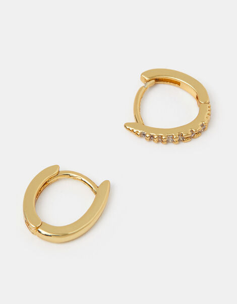 2-Pack 14ct Gold-Plated Claw Clicker Hoop Earrings, , large