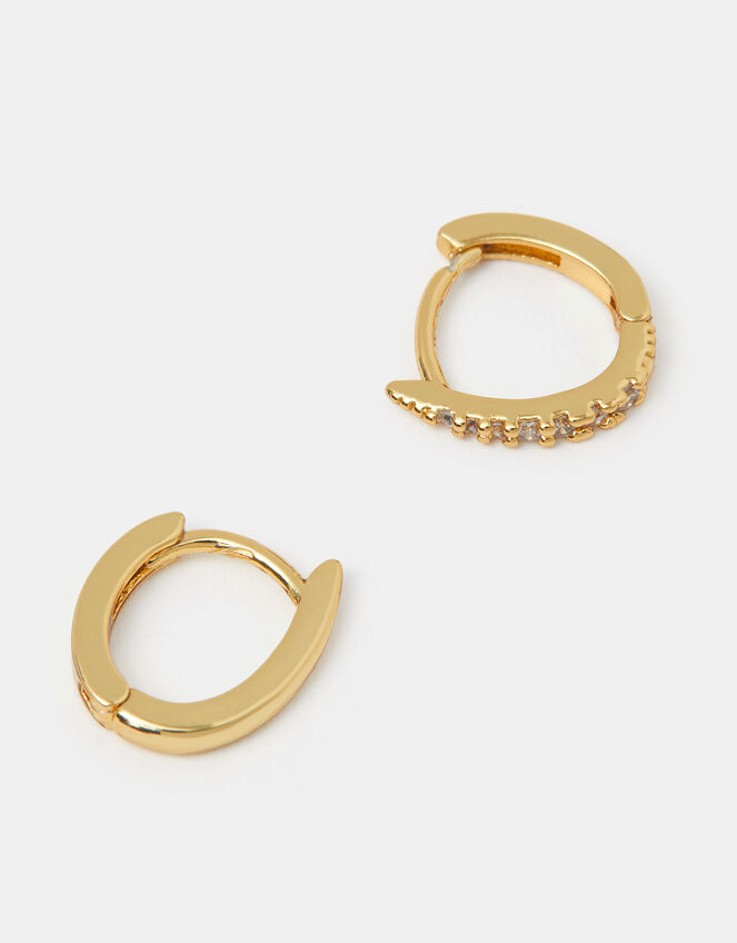 2-Pack 14ct Gold-Plated Claw Clicker Hoop Earrings, , large