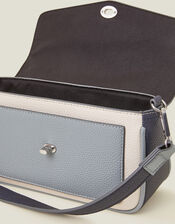Colourblock Faux Leather Crossbody Bag, , large