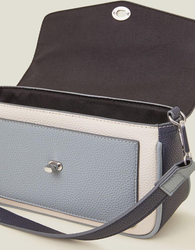 Colourblock Faux Leather Crossbody Bag, , large
