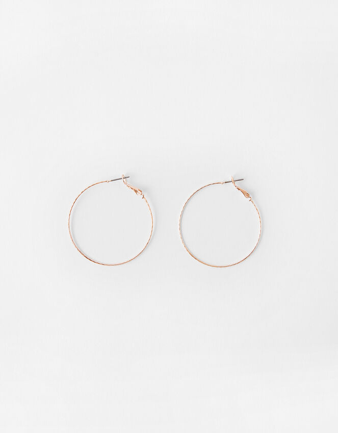 Fine Facet Hoop Earrings, Gold (ROSE GOLD), large