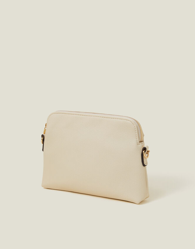 Quilted Faux Leather Cross-Body Bag, Cream (CREAM), large