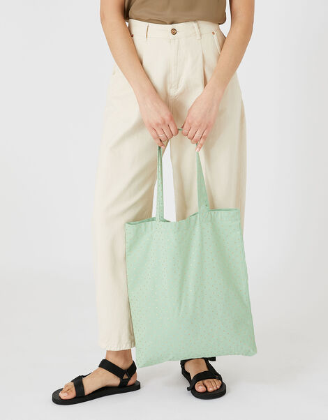 Printed Shopper Tote Bag Green, Green (LIGHT GREEN), large