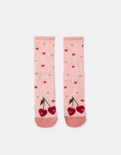 Cherry Heart Print Socks, , large