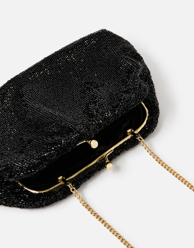 Beaded Shimmer Clutch Bag, Black (BLACK), large