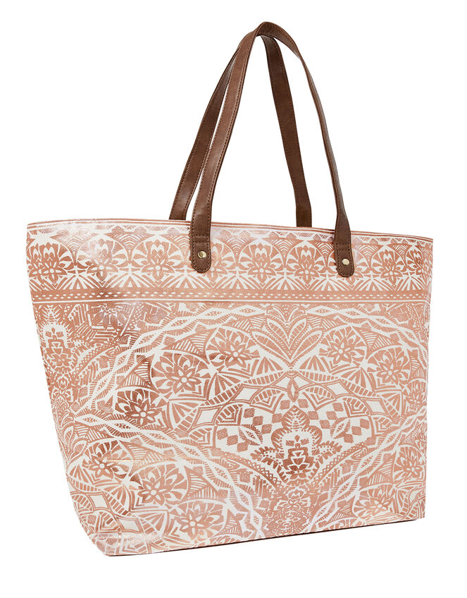 Kea Metallic Print Beach Tote Bag, , large