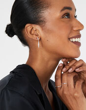 Sterling Silver Pave Droplet Earrings, , large