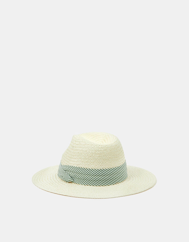 Stripe Band Fedora Hat, , large