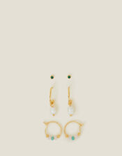 3-Pack 14ct Gold-Plated Earrings , , large